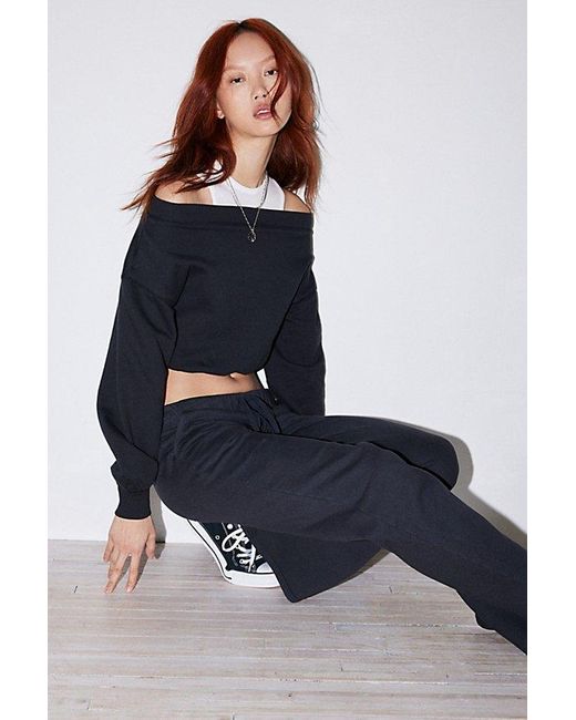Out From Under Blue Bubble Hem Cropped Sweatshirt