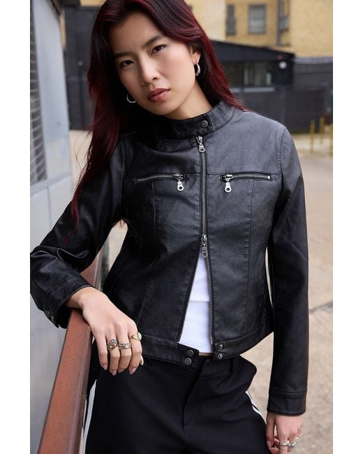 Silence + Noise Blue Silence + Noise Alexis Faux Leather Moto Jacket