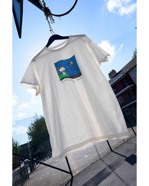 Urban Outfitters Blue Uo Snoopy Fishing Graphic Tee for men