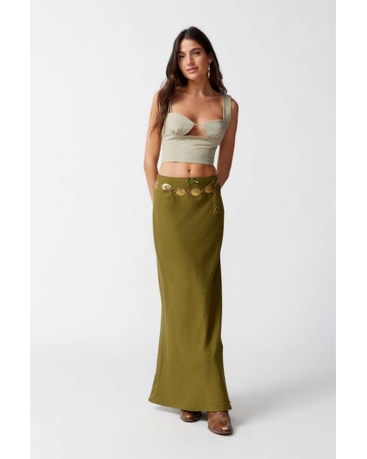 Urban Renewal Green Made In La Eco Linen Maxi Skirt