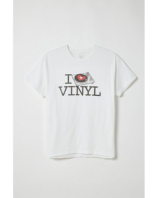 Urban Outfitters White I Love Vinyl Tee for men