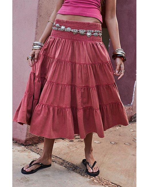BDG Bea Shirred Midi Skirt