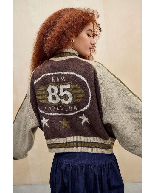 jaded london ニット dai Jaded London 78 Varsity Knit Crop Sweater - Blue – Dolls Kill