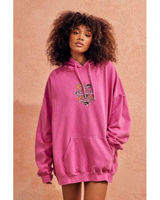 Urban Outfitters Pink Uo Choose Happiness Always Hoodie Dress