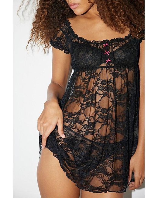 Only Hearts Black X Out From Under Eva Sheer Lace Mini Dress