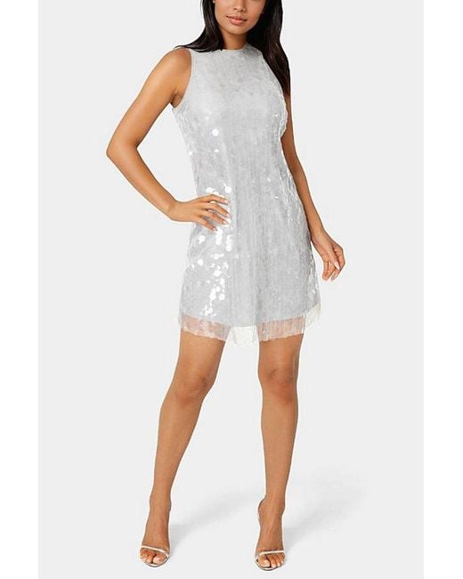 Bebe Metallic Clear Sequin Dress