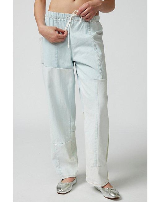 Urban Renewal Blue Remade Bleached Patchwork Denim Pull-On Pant