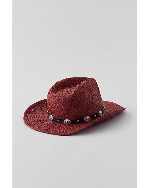Urban Outfitters Red Sawyer Straw Cowboy Hat