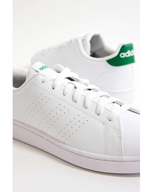 Adidas White & Green Advantage Court Trainers