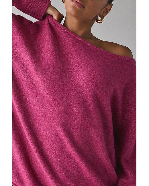 Urban Outfitters Pink Uo Nola Oversized Off-The-Shoulder Sweater