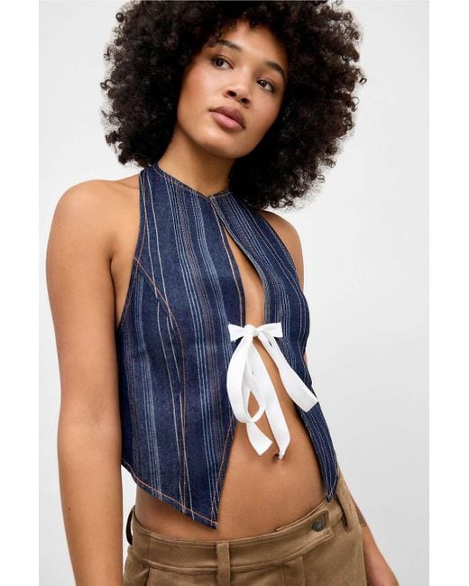 Lioness Blue Denim Tie Top