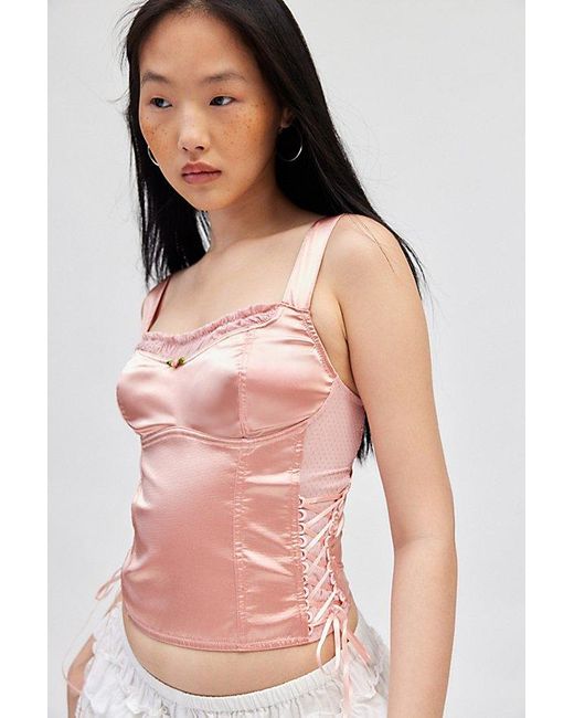 blue satin tank top