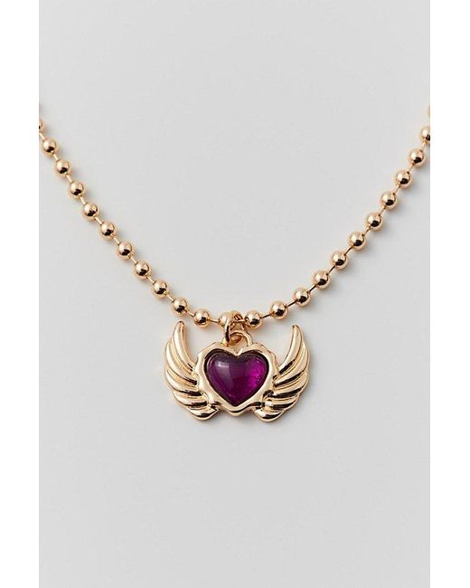 Urban Outfitters Purple Heart Angel Charm Necklace