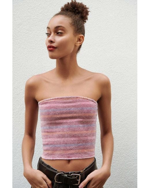 Urban Outfitters Uo Glitter Striped Tube Top in Purple | Lyst Canada