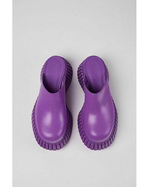 Camper Purple Bcn Leather Clogs