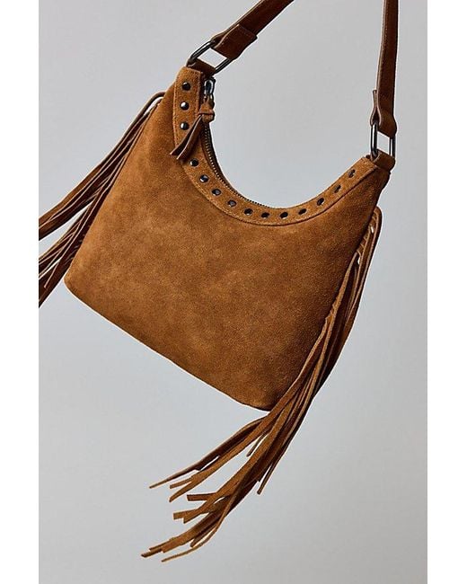 Silence + Noise Blue Bella Suede Fringe Bag