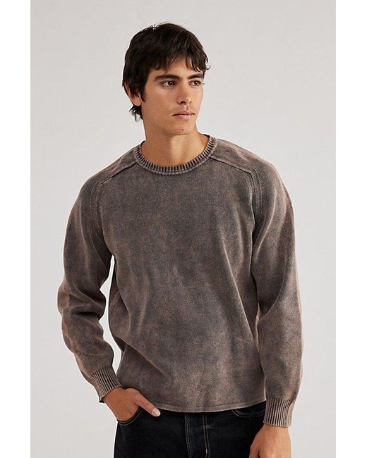 Urban Renewal Gray Remade Acid Wash Crew Neck Sweater for men