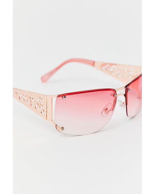 Urban Outfitters Pink Holly Metal Shield Sunglasses