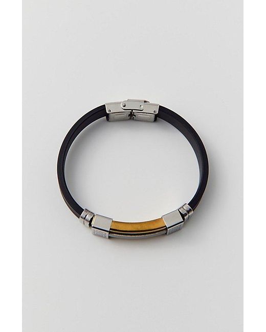 Urban Outfitters Metallic Leo Leather & Metal Bracelet for men