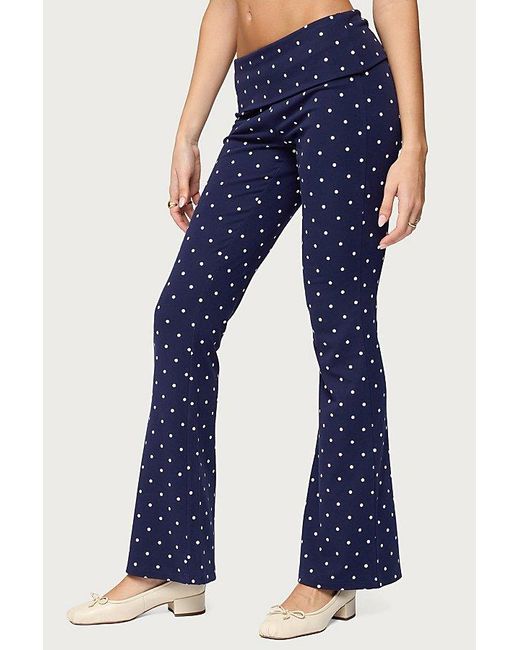 Edikted Blue Daliya Polka Dot Fold Over Pants