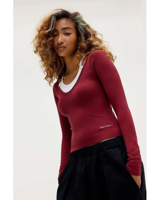 iets frans Red ... Double Layer Long Sleeve Top