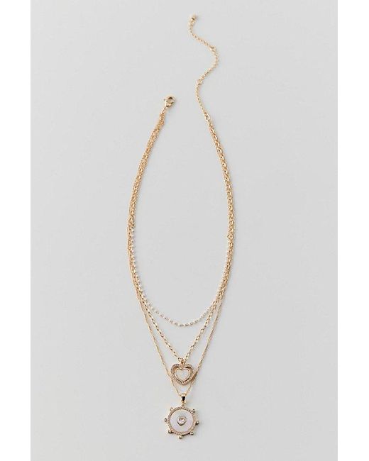 Urban Outfitters Natural Cerise Heart Bow Layered Necklace