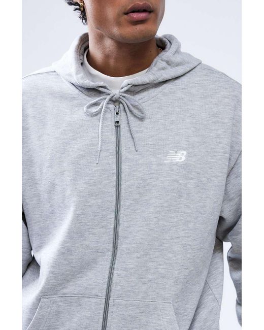 New Balance Gray Grey Logo Zip-up Hoodie for men