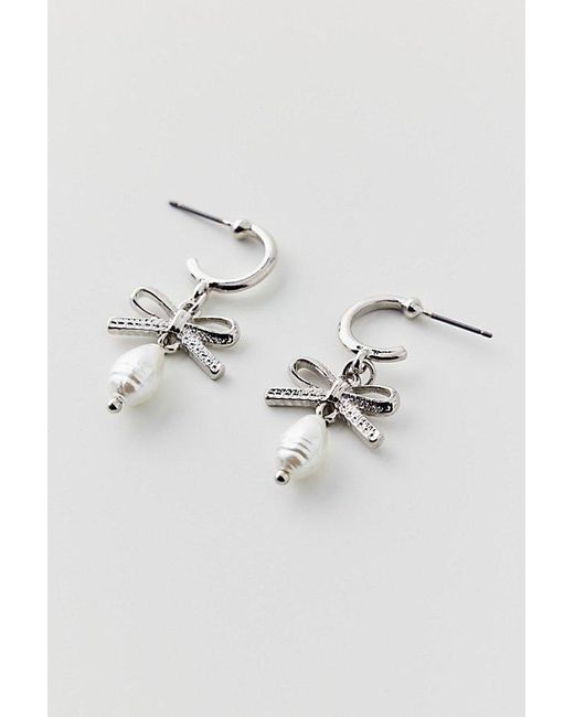 Urban Outfitters Metallic Bow Charm Hoop Earring