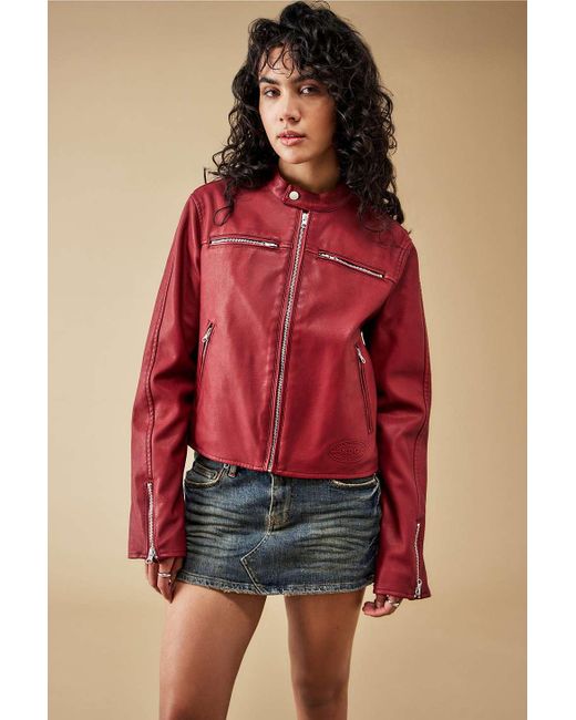 BDG Natural Bob Red Faux Leather Jacket
