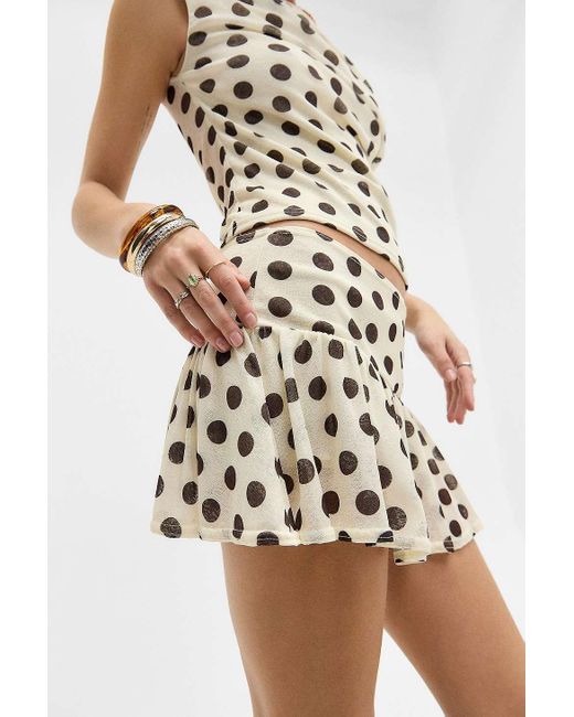 Urban Outfitters Natural Uo Lola Polka Dot Mini Skort