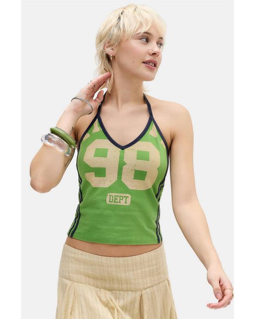 Urban Outfitters Green Uo 98 Tie Neck Halter Top