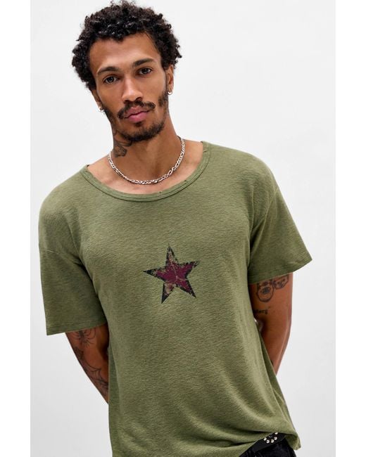 Jaded London Green Star Sun Faded T-shirt for men