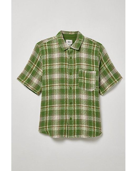 BDG Green Reed Plaid Shirt Top for men
