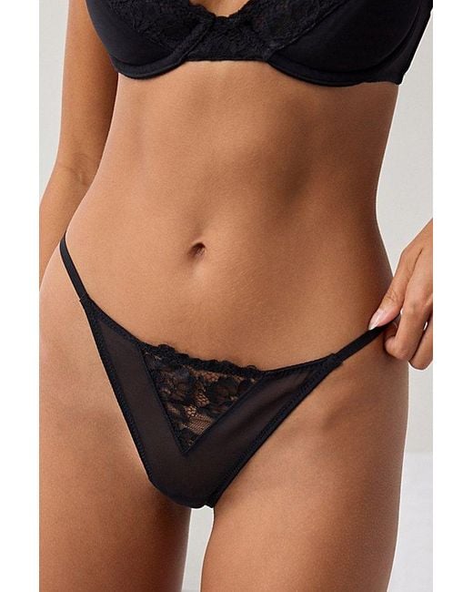 Out From Under Black Jazz Club Lace Trim G-String Undie