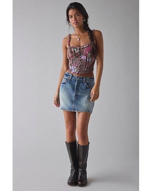 Kimchi Blue Multicolor Claudia Ruffle-Trim Cropped Corset Top