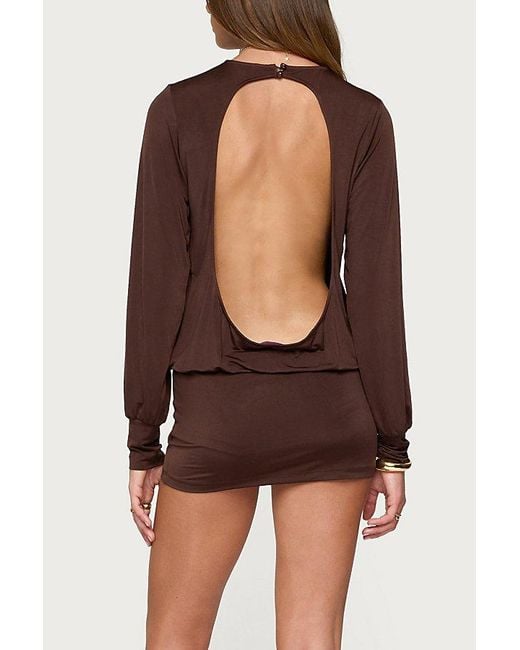 Edikted Brown Guilia Backless Long Sleeve Romper