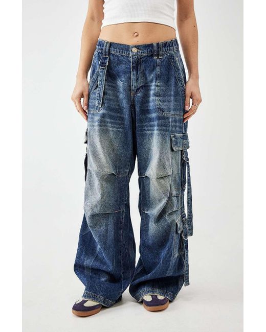 BDG Strappy Baggy Cargo Blue Pants