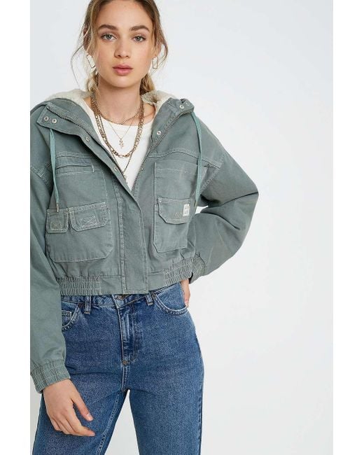 Urban Outfitters Green Uo Jared Borg Lined Crop Utility Jacket