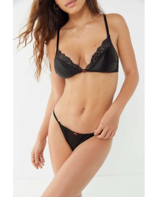 Out From Under Black One And Only Satin String Bikini