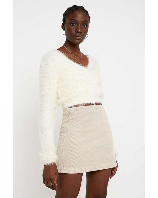 Urban Outfitters Natural Uo Clean Corduroy Mini Skirt