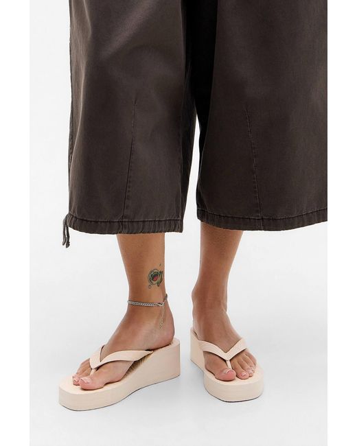 Sleeper Black Cream High Platform Flip Flops