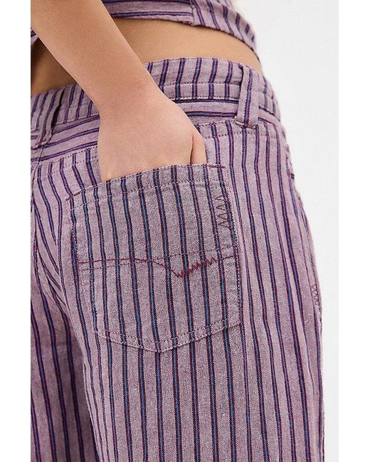 BDG Purple Kayla Stripe Linen Trouser Pant