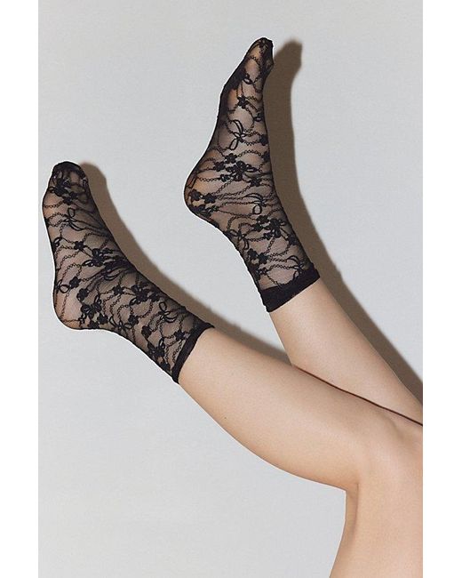 Urban Outfitters Black Slouchy Lace Crew Sock