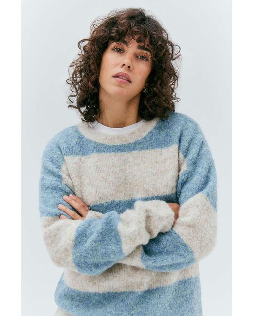 Urban Outfitters Blue Uo Stripe Boucle Knit Jumper
