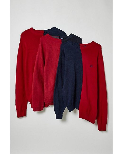 Urban Renewal Red Remade Uneven Splice Crew Neck Sweater for men