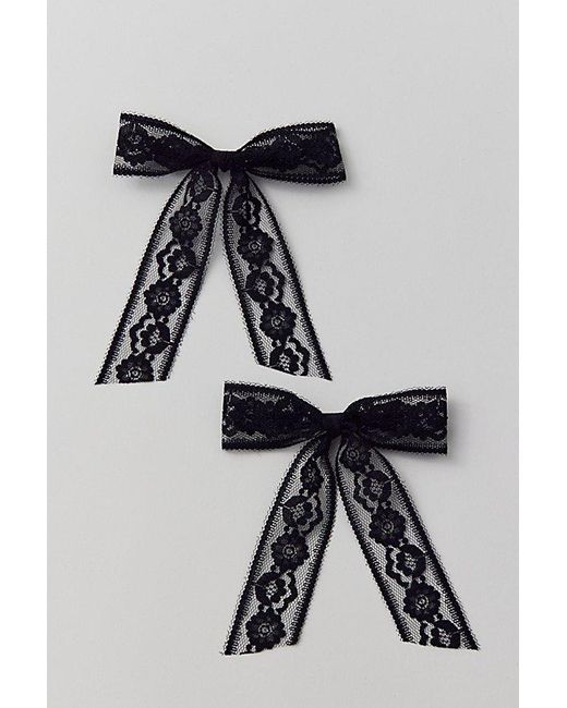 Urban Outfitters Brown Mini Lace Hair Bow Clip Set