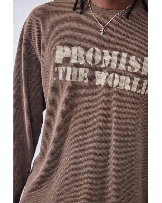Urban Outfitters Uo Brown Promise The World Waffle Knit Tee In Brown,at for men