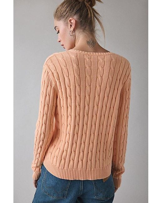 Vintage & ReMADE by UO Multicolor Vintage By Uo Bleached Cable Knit V-Neck Sweater