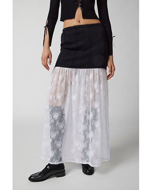 Urban Renewal Gray Remade Sweater & Lace Maxi Skirt