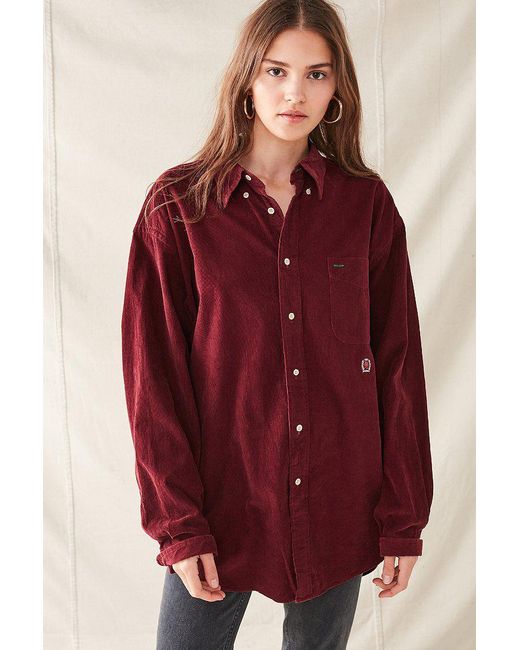 Urban Outfitters Red Vintage Oversized Corduroy Button-down Shirt